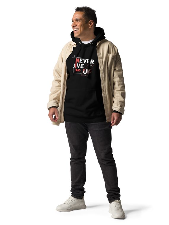 Never Give Up Motivation Hoodie for Men - Inspirational Mindset Streetwear with Premium Comfort